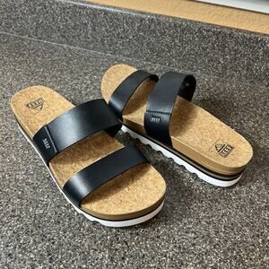 Reef Womens Size 11 Black Synthetic Slip On Slides Summer Comfort Casual Sandal